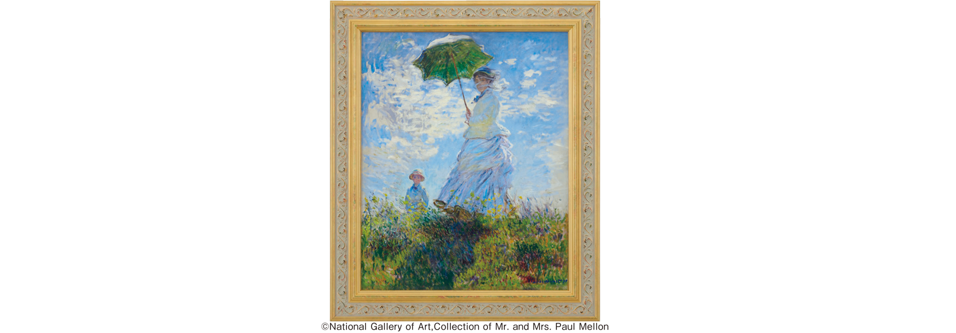 モネ「散歩、日傘をさす女性」 <br>印象派の巨匠が描く、家族への愛情